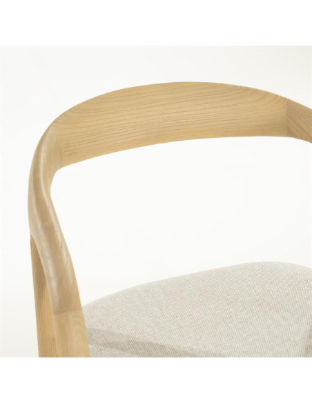 Chaise de bar scandinave en bois naturel et assise tissu