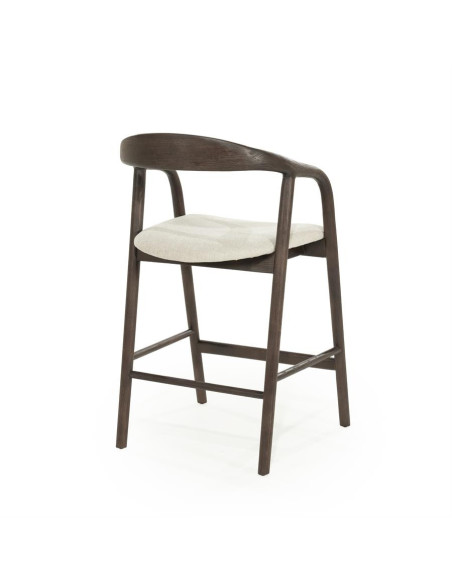 Tabouret de bar en bois marron teinté et assise rembourrée