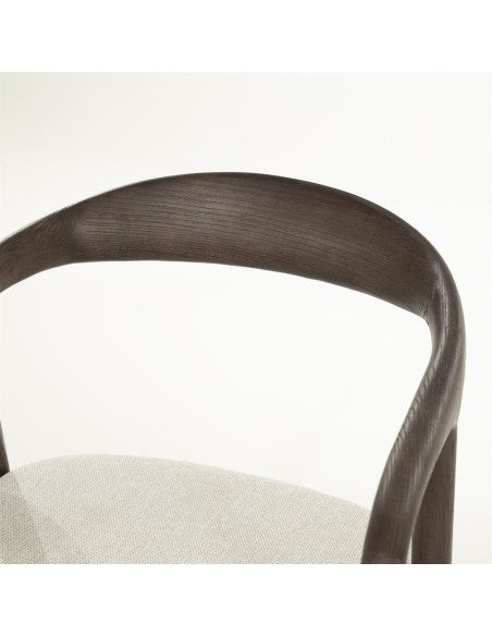 Tabouret de bar en bois marron teinté et assise rembourrée