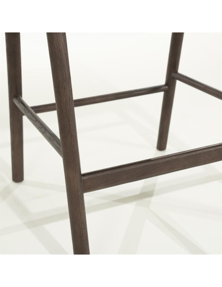 Tabouret de bar en bois marron teinté et assise rembourrée