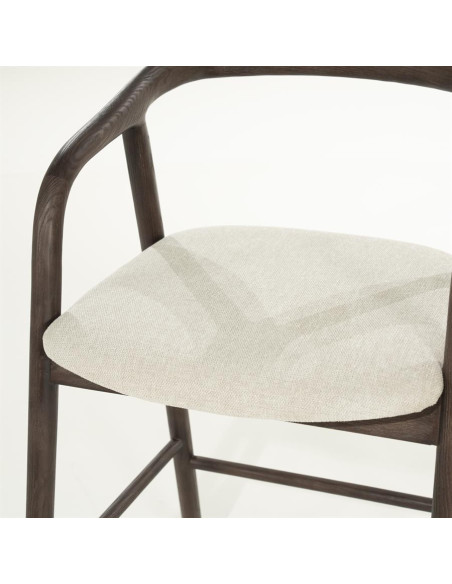 Tabouret de bar en bois marron teinté et assise rembourrée