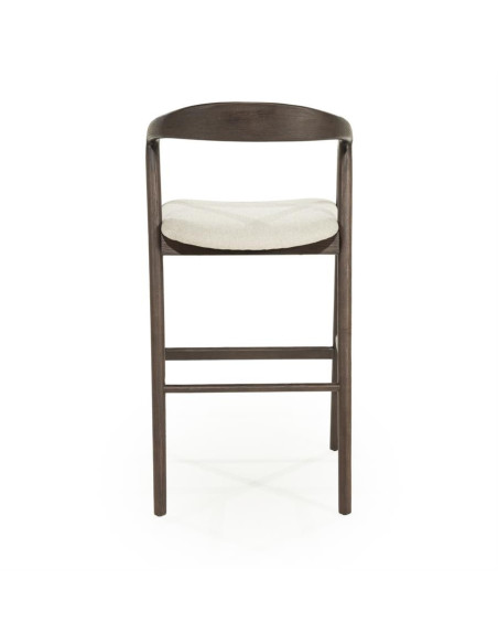 Tabouret de bar en bois marron teinté et assise rembourrée