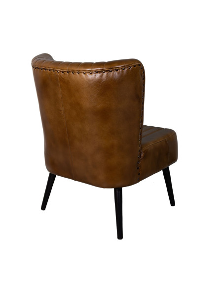 Fauteuil lounge en cuir cognac vintage