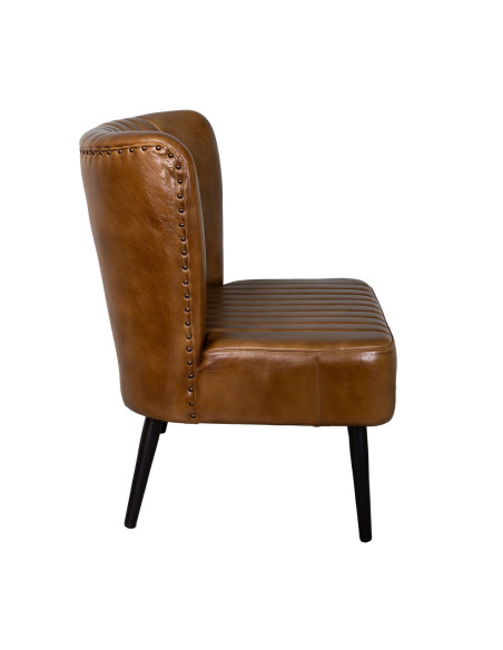 Fauteuil lounge en cuir cognac vintage