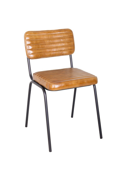Chaise de repas en cuir effet vintage