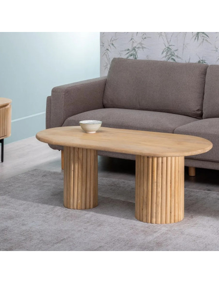 Table de salon ovale en bois clair Montmartre