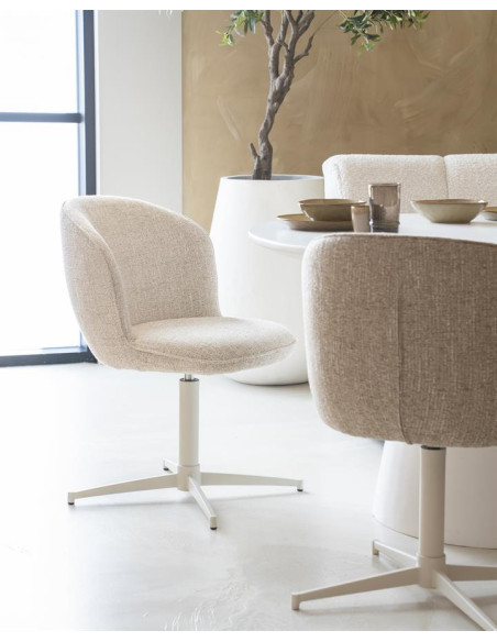 Chaise rotative en tissu sur pied étoile métal blanc