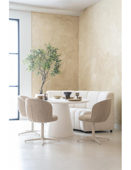 Chaise rotative en tissu sur pied étoile métal blanc