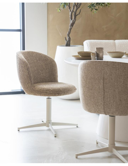 Chaise rotative en tissu sur pied étoile métal blanc