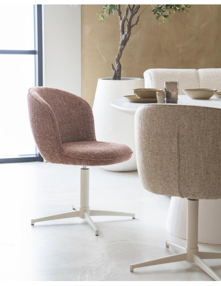 Chaise rotative en tissu sur pied étoile métal blanc