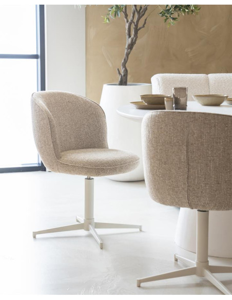 Chaise rotative en tissu sur pied étoile métal blanc