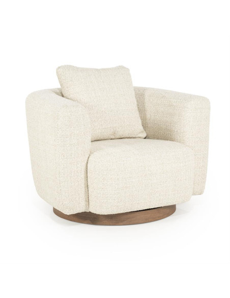 Fauteuil de salon pivotant en tissu bouclette