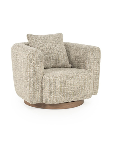 Fauteuil de salon pivotant en tissu bouclette