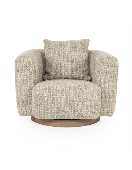 Fauteuil de salon pivotant en tissu bouclette