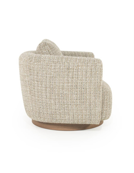 Fauteuil de salon pivotant en tissu bouclette