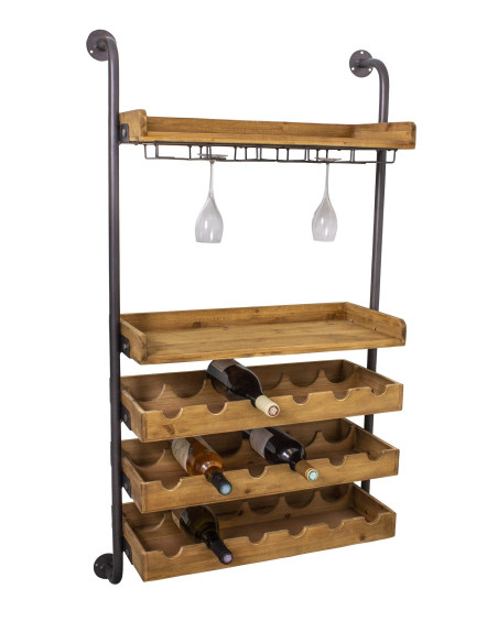 Etagère murale support à verres et bouteilles de vin
