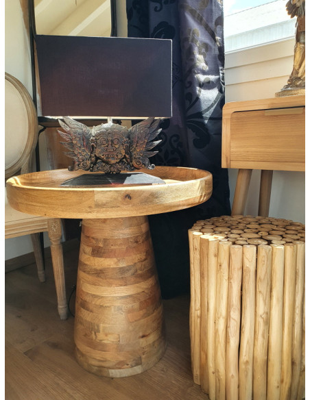 Table basse pied central en bois de manguier