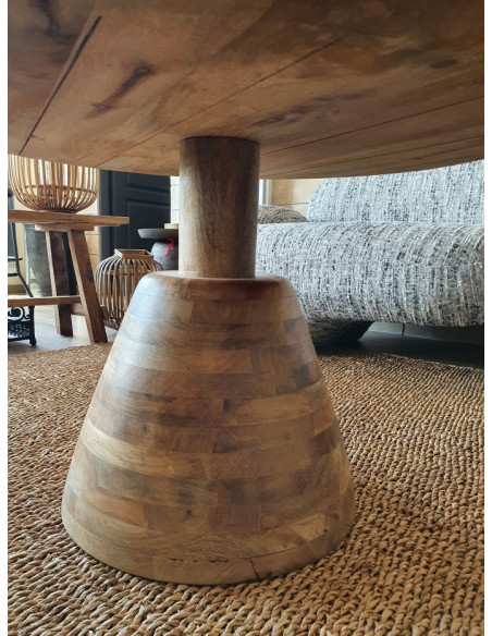 Table basse pied central en bois de manguier