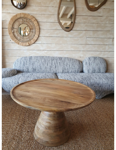 Table basse pied central en bois de manguier