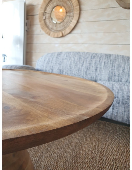 Table basse pied central en bois de manguier