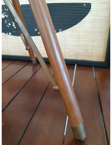 Télescope double lentille en laiton sur trépied en bois