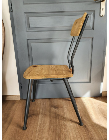 Chaise rétro en métal et bois
