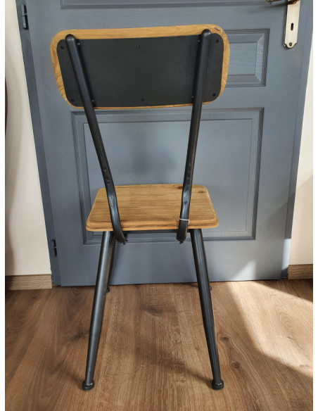Chaise rétro en métal et bois
