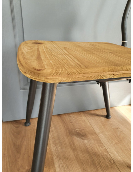 Chaise rétro en métal et bois