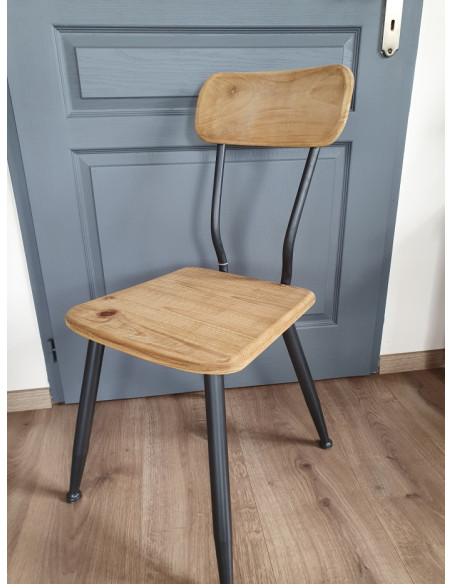 Chaise rétro en métal et bois