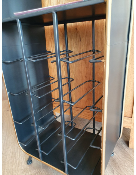 Rack à bouteilles et verres en métal avec poignée