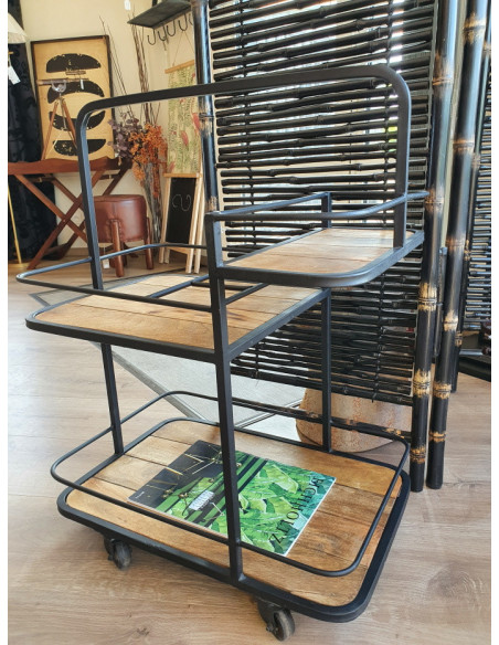 Desserte roulante en métal et bois