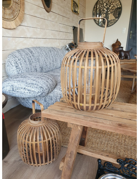 Lanterne ronde en bambou naturel