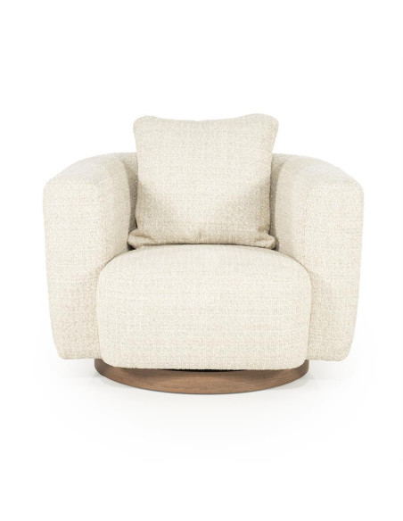 Fauteuil de salon pivotant en tissu bouclette