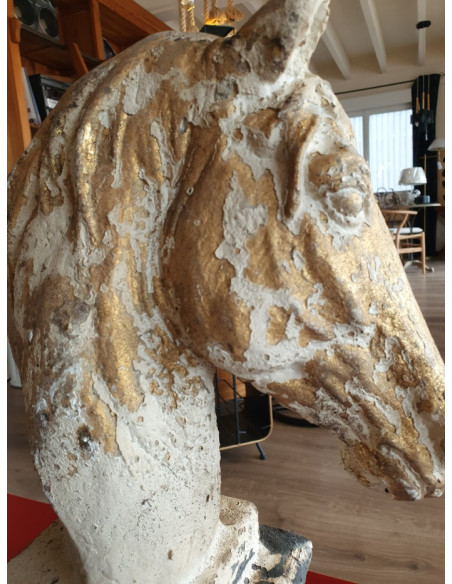 Statue tête de cheval patine antique