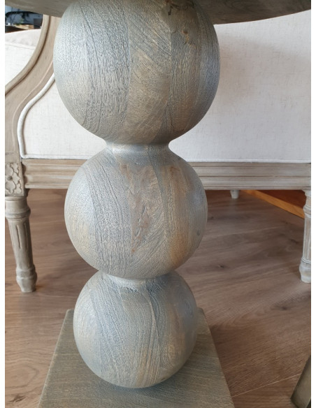 Table d'appoint pied rond en manguier patiné