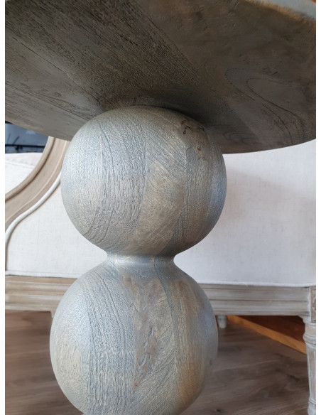 Table d'appoint pied rond en manguier patiné