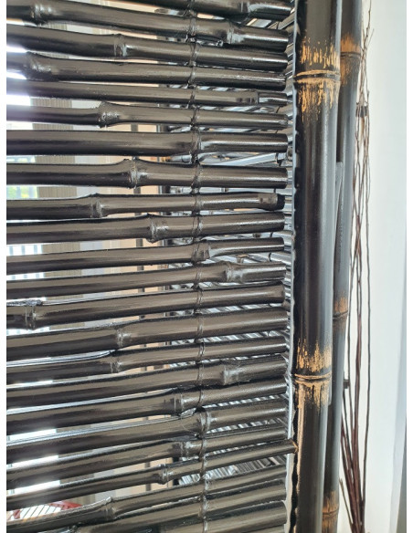 Paravent 3 panneaux en bambou noir