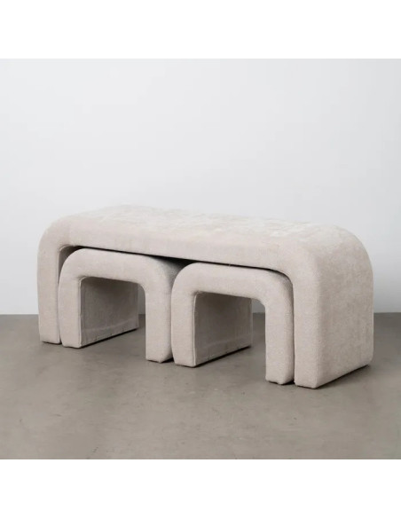 Lot de 3 banquettes rembourrées en tissu