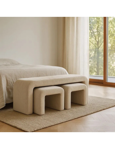 Lot de 3 banquettes rembourrées en tissu