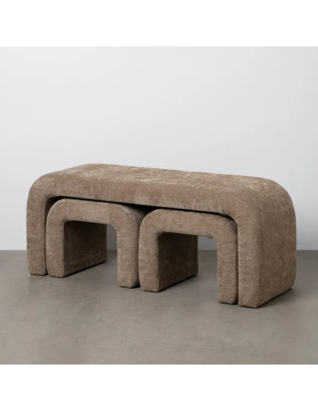 Lot de 3 banquettes rembourrées en tissu