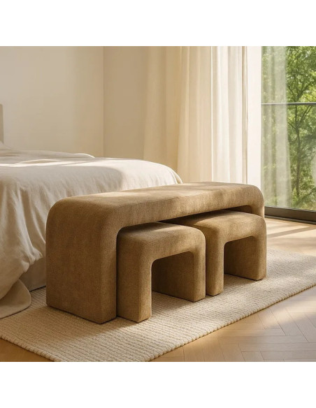 Lot de 3 banquettes rembourrées en tissu