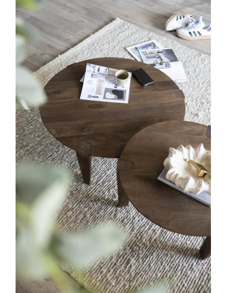 Table basse ronde en manguier Davi