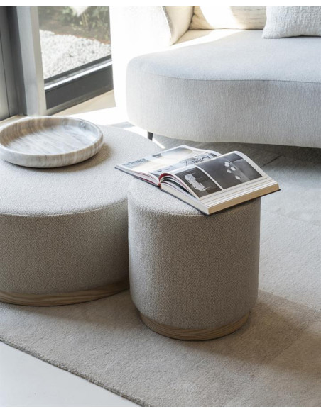 Pouf rond ou table basse en tissu