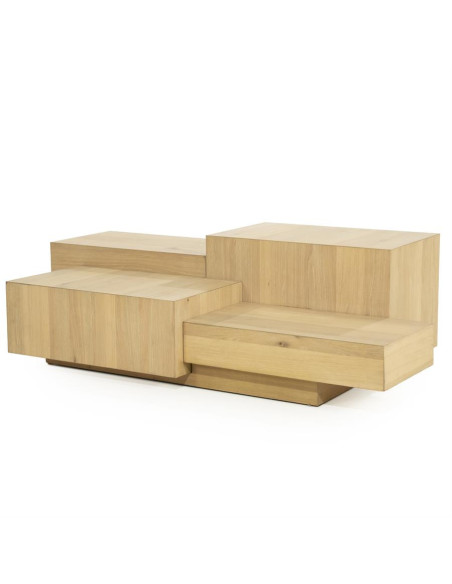 Table basse multi cubes en chêne