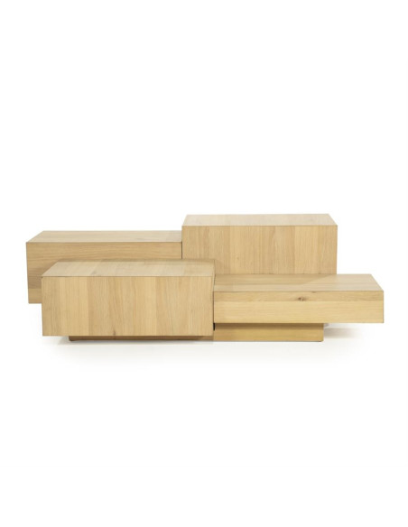 Table basse multi cubes en chêne