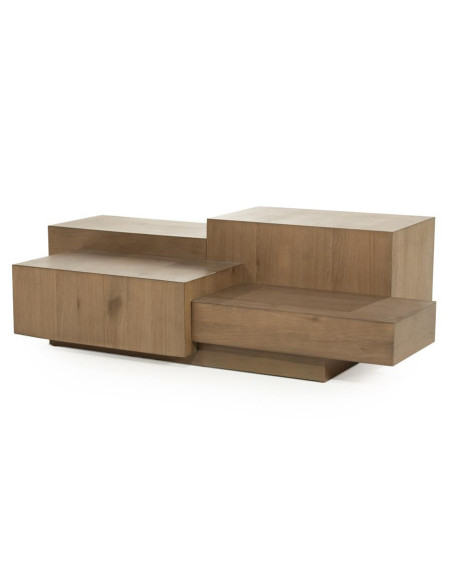 Table basse multi cubes en chêne