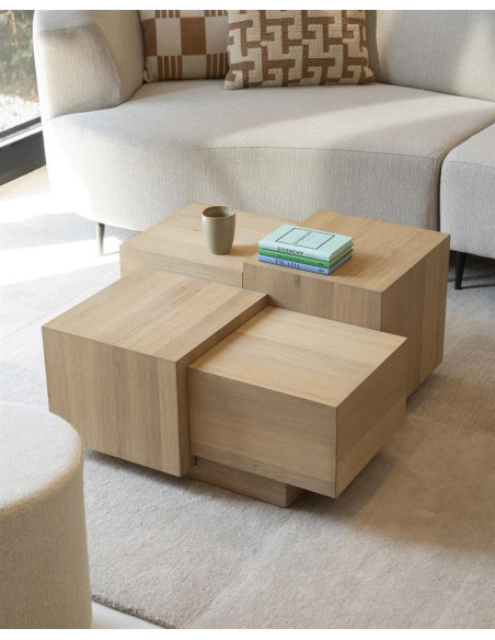 Table basse multi cubes en chêne