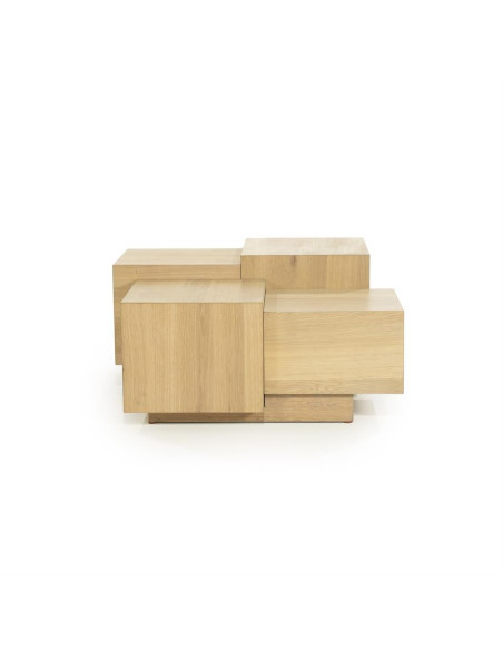 Table basse multi cubes en chêne