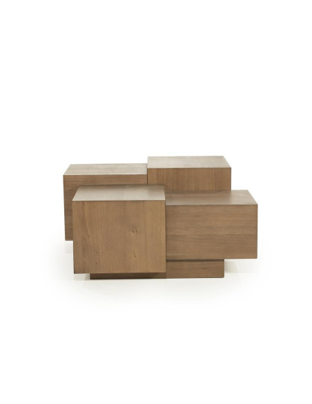Table basse multi cubes en chêne