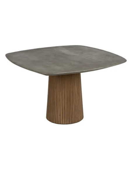 Table de repas carrée en chêne et béton ciré